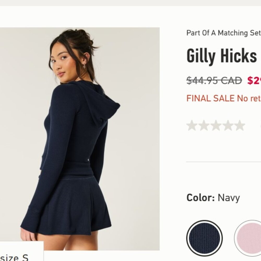 Gilly Hicks Waffle Zip-Up Hoodie Medium